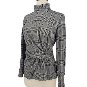 Zara Black and White Plaid Top